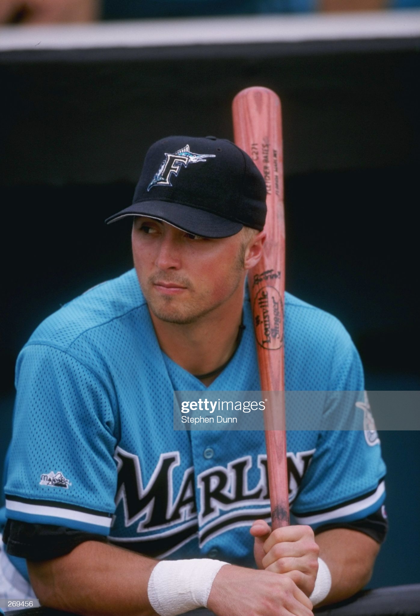 28 Feb 1998:  Fletcher Bates of the Florida Marlins in action during a Spring Training game against the Tampa Bay Devil Rays at the Space Coast Stadium in Viera, Florida. Mandatory Credit: Stephen Dunn  /Allsport